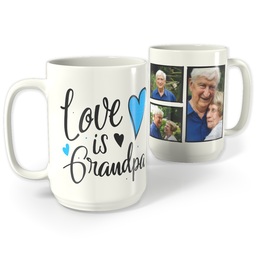 White Photo Mug, 15oz with Grandpa Hearts design