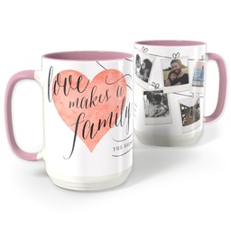 Pink Photo Mug, 15oz with Heart Of The Home Gray design