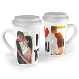 Premium Grande Photo Mug with Lid, 16oz with I Heart You design