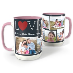 Pink Photo Mug, 15oz with Love Collage design