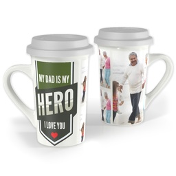 Premium Grande Photo Mug with Lid, 16oz with My Hero design