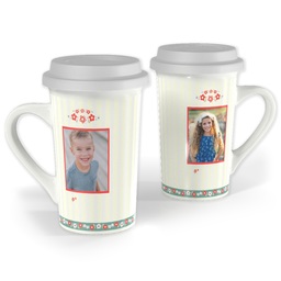 Premium Grande Photo Mug with Lid, 16oz with Romantic design