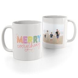 White Photo Mug, 11oz with Colorful Holiday design