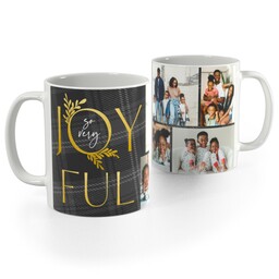 White Photo Mug, 11oz with Very Joyful design