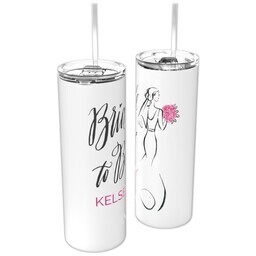 Personalized Tumbler with Straw with Bride Bouquet design