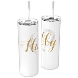 Personalized Tumbler with Straw with Hubby Heart design