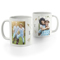 White Photo Mug, 11oz with Arrow Love design