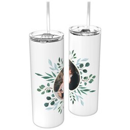 Personalized Tumbler with Straw with Botanical Photo design