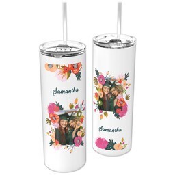 Personalized Tumbler with Straw with Bright Bouquet design