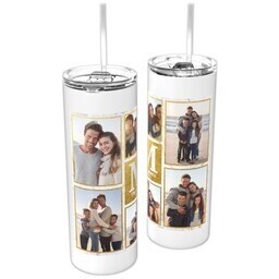 Personalized Tumbler with Straw with Golden Monogram design