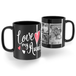 Black Ceramic Photo Mug, 11oz with Hearts Aunt design
