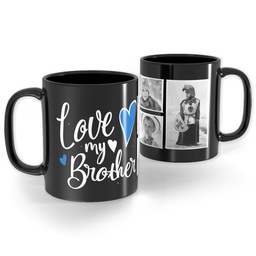 Black Ceramic Photo Mug, 11oz with Hearts Brother design