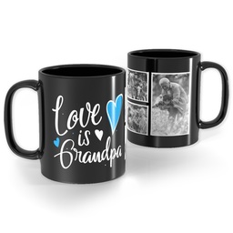 Black Ceramic Photo Mug, 11oz with Hearts Grandpa design