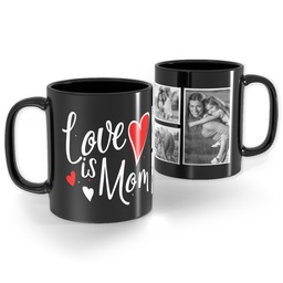 Black Ceramic Photo Mug, 11oz with Hearts Mom design