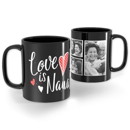 Black Ceramic Photo Mug, 11oz with Hearts Nana design