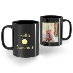 Black Ceramic Photo Mug, 11oz with Hello Sunshine design
