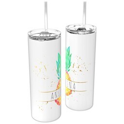Personalized Tumbler with Straw with Pineapple design