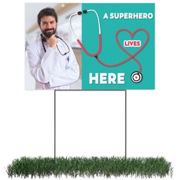 Photo Lawn Sign 12x18 (with H-Stake) with A Superhero design
