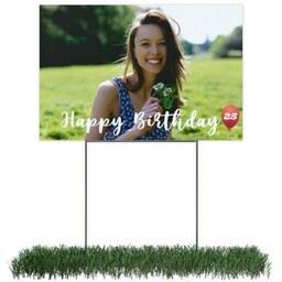 Photo Lawn Sign 12x18 (with H-Stake) with Birthday Red Balloon design