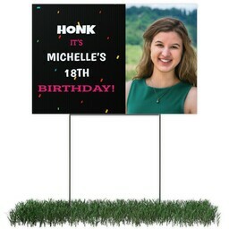 Photo Lawn Sign 12x18 (with H-Stake) with Confetti Black design