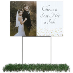 Photo Yard Sign 12x18 (with H-Stake) with Gold Glitter Wedding design