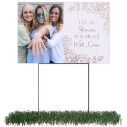 Photo Lawn Sign 12x18 (with H-Stake) with Rose Floral Bridal design