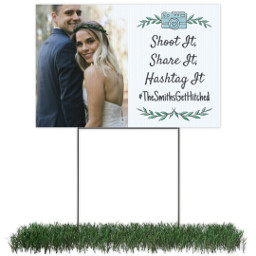 Photo Lawn Sign 12x18 (with H-Stake) with Rustic Camera Wedding design