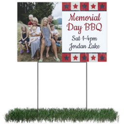 Photo Lawn Sign 12x18 (with H-Stake) with Rustic Stars and Stripes design