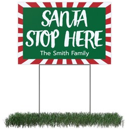Photo Lawn Sign 12x18 (with H-Stake) with Santa Stop Here design