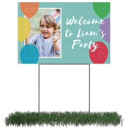 Photo Lawn Sign 12x18 (with H-Stake) with Birthday Balloons design