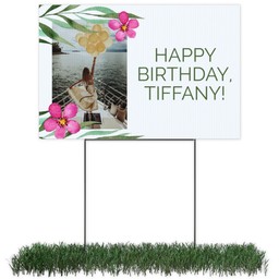 Photo Yard Sign 12x18 (with H-Stake) with Birthday Botanical design
