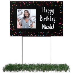 Photo Lawn Sign 12x18 (with H-Stake) with Birthday Sprinkles design