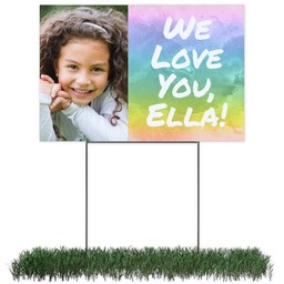Photo Lawn Sign 12x18 (with H-Stake) with Birthday Watercolor design