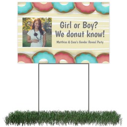 Photo Lawn Sign 12x18 (with H-Stake) with Gender Reveal design