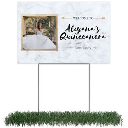 Photo Lawn Sign 12x18 (with H-Stake) with Metallic Quinceanera design