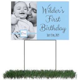 Photo Lawn Sign 12x18 (with H-Stake) with Pastel Baby Birthday design