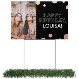 Photo Lawn Sign 12x18 (with H-Stake) with Rose Gold Dots design