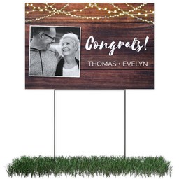 Photo Yard Sign 12x18 (with H-Stake) with String Lights design