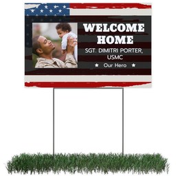 Photo Lawn Sign 12x18 (with H-Stake) with Welcome Home Soldier design