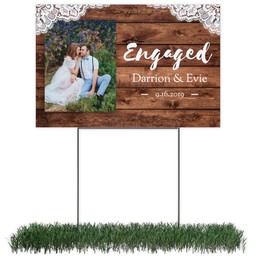 Photo Yard Sign 12x18 (with H-Stake) with Wood Lace design