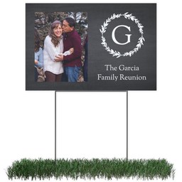 Photo Lawn Sign 12x18 (with H-Stake) with Wreath Monogram design
