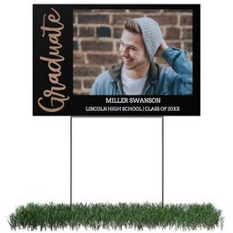 Photo Lawn Sign 12x18 (with H-Stake) with Elaborate Longhand design