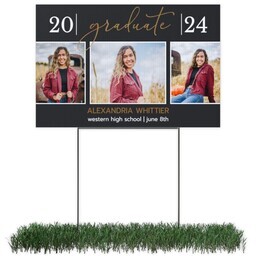 Photo Lawn Sign 12x18 (with H-Stake) with Elegant Script Graduate design