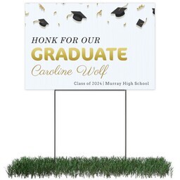 Photo Lawn Sign 12x18 (with H-Stake) with Honk Grad Gold design