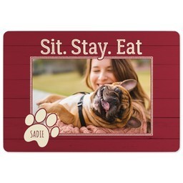 Pet Mat with Sit Stay Eat design