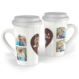 Premium Grande Photo Mug with Lid, 16oz with Best Mom Heart design