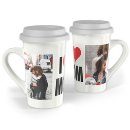 Premium Grande Photo Mug with Lid, 16oz with I Heart Mom design