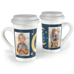 Premium Grande Photo Mug with Lid, 16oz with Love You to the Moon design