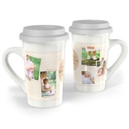 Premium Grande Photo Mug with Lid, 16oz with Mom is Home design