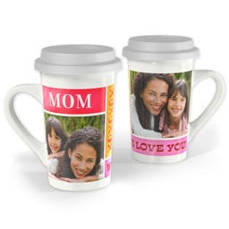 Premium Grande Photo Mug with Lid, 16oz with XO Mom design